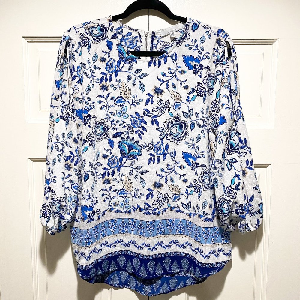 Fourteenth Place Blue Floral Blouse